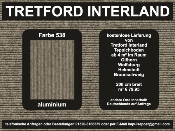 538-aluminium.jpg – Tretford Interland in hellem Aluminiumgrau – für moderne Raumgestaltung